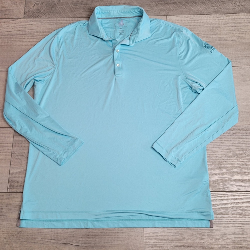 ⛳johnnie‑O Swing Featherweight Long Sleeve Polo Shirt Men 2XL Blue Lochinvar GC